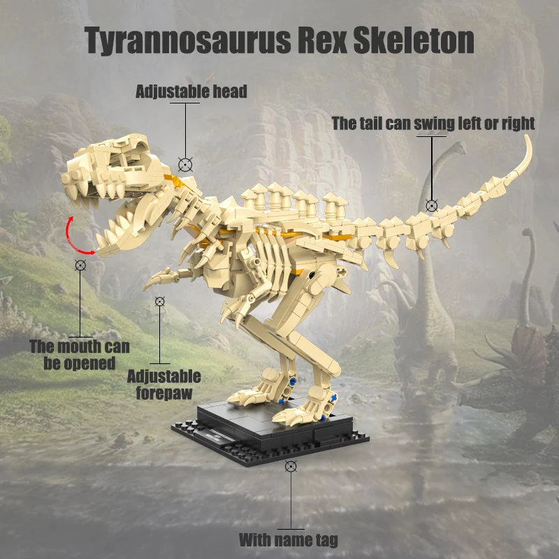 Jurassic Dinosaur World Park T-rex Triceratops Skeleton Building Blocks Indominus Rex Dino Fossil Bricks Toys Gift For Children