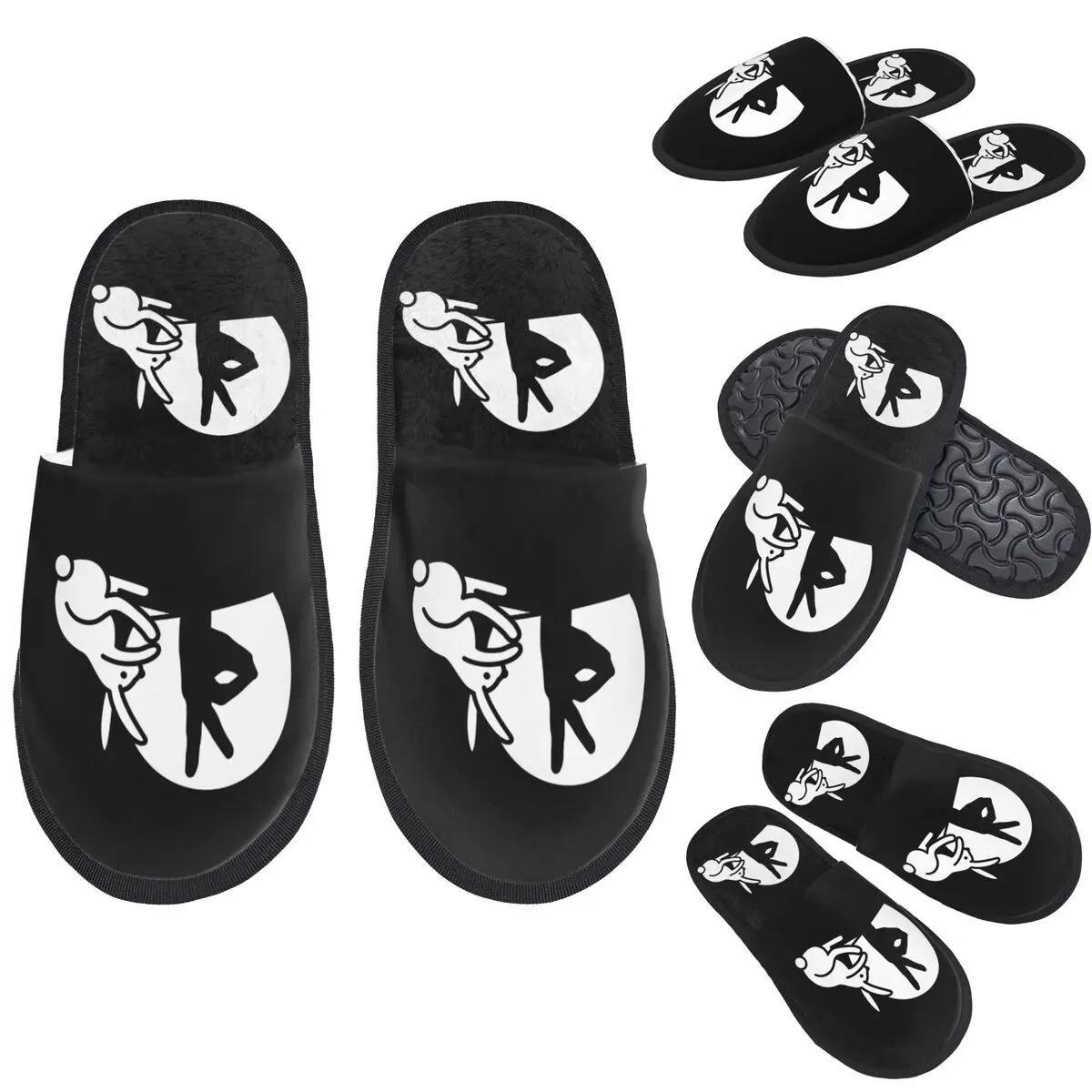 

Забавные кролики на заказ, тени для рук, куклы, юмористические тапочки в стиле поп-арт, теплые мягкие женские домашние тапочки из пены с эффектом памяти, пушистая обувь для спальни