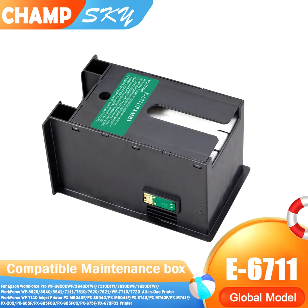 Champ Sky 6711 T6711 C13T671100 PXMB3 Compatible Waste Ink Tank Maintenance Box for Epson Workforce WF 7610 7620 WF-3640 Printer