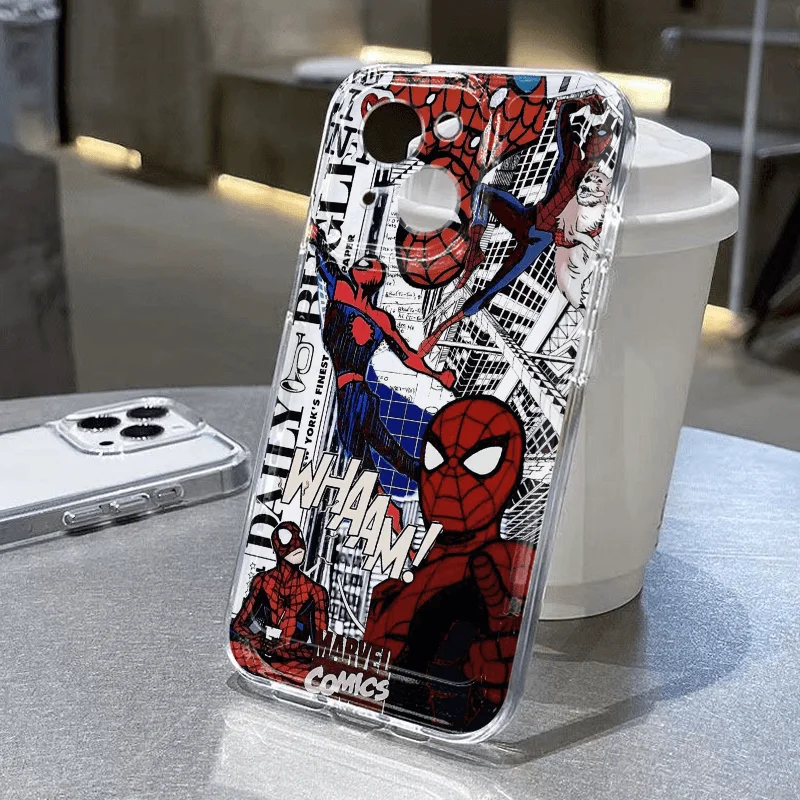 Marvel Spider Man Handsome Side Phone Case for iPhone 15, 14, 13, 12, 11 Pro Max XR XS X 7, 8 Plus Y2K Girl Soft Silicone Cover