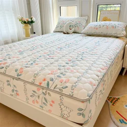 Bonenjoy 1pc Warm Bedspread Queen Size Bed Cover Floral Style Bed Linen Elastic Mattress Cover cubre colchón (No Pillowcase)