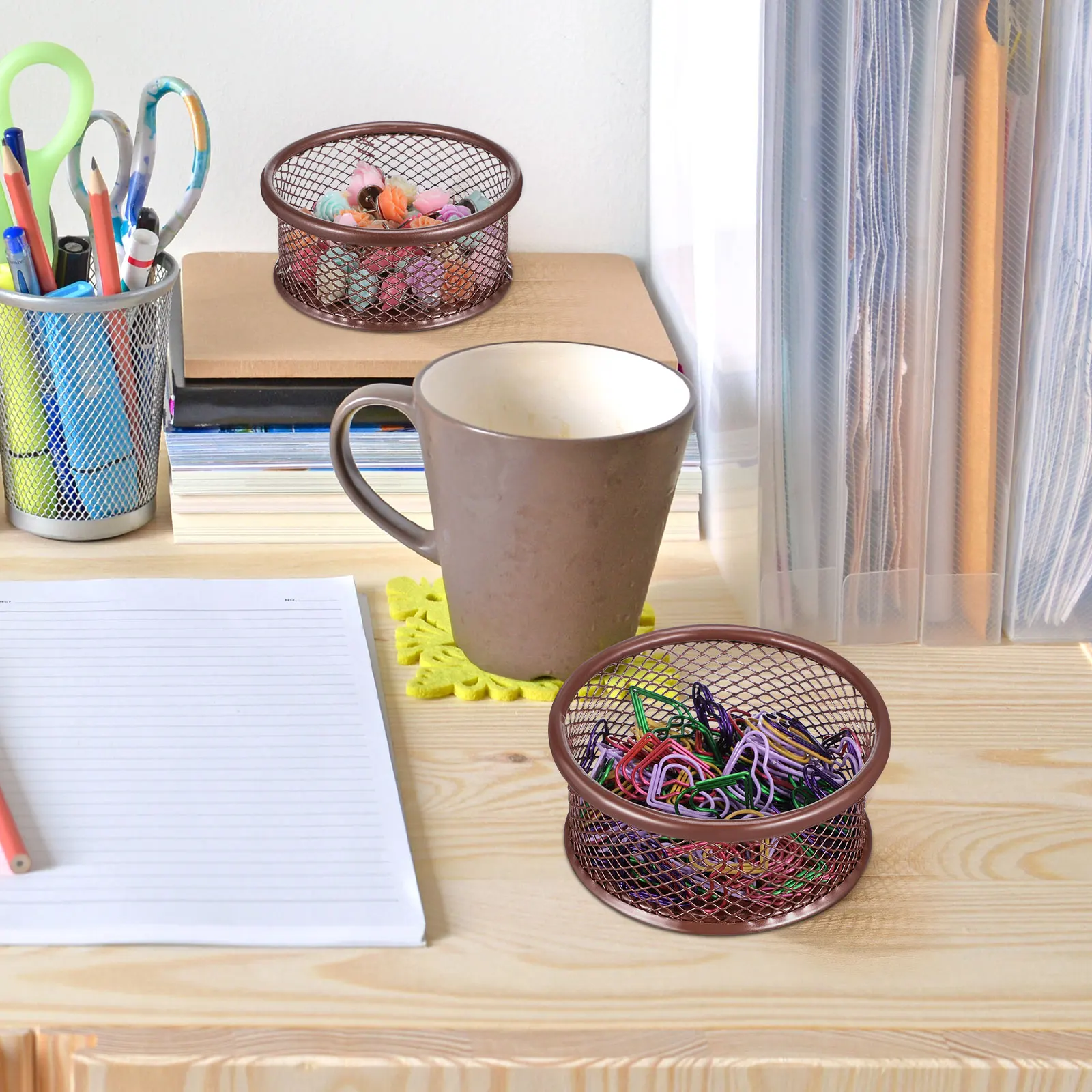 

4Pcs Mesh Paper Clip Storage Baskets Multi-Functional Desk Containers for Home and Office Use Paper Clip Holder