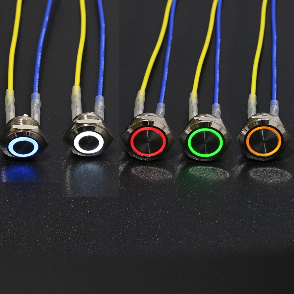 12/16/19/22mm Electric Waterproof Led Light Self-Reset Momentary Short Mini Push Button Switch Pressure Switches 220V 12V 3-6V