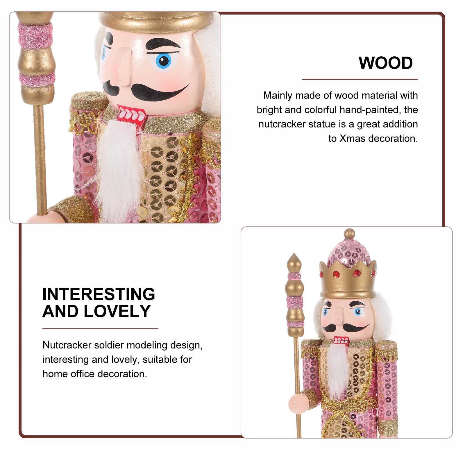 

Tall Christmas Nutcracker Wooden Craft Decoration Brightly Painted Holiday Statue for Living Room Fireplace Festive Home Accents