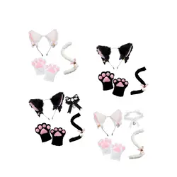 Cat Ear Tail Paw Animals Ears and Long Tail for Animals Themed Parties Festival Night Club Masquerade Stage Performance