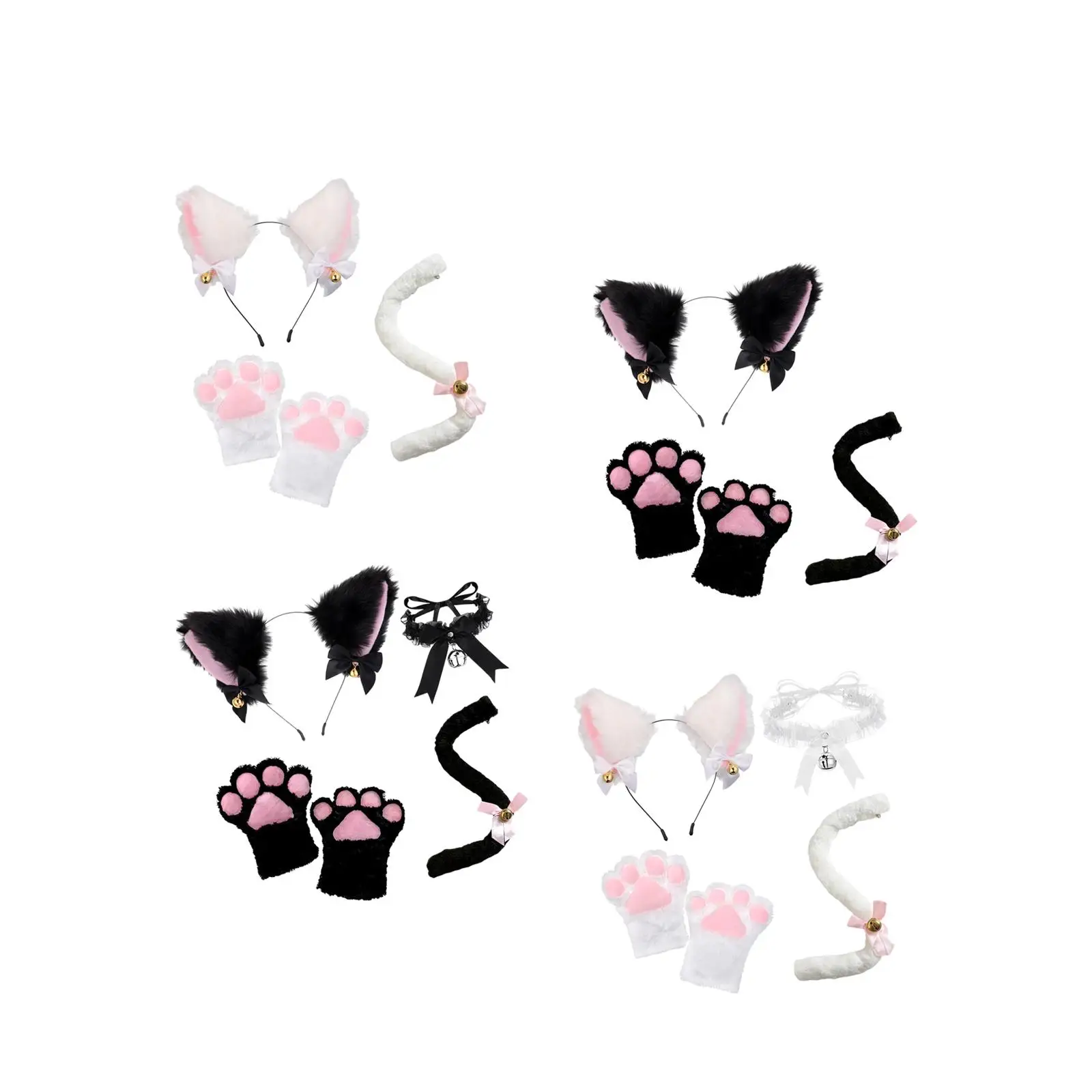 Cat Ear Tail Paw Animals Ears and Long Tail for Animals Themed Parties Festival Night Club Masquerade Stage Performance