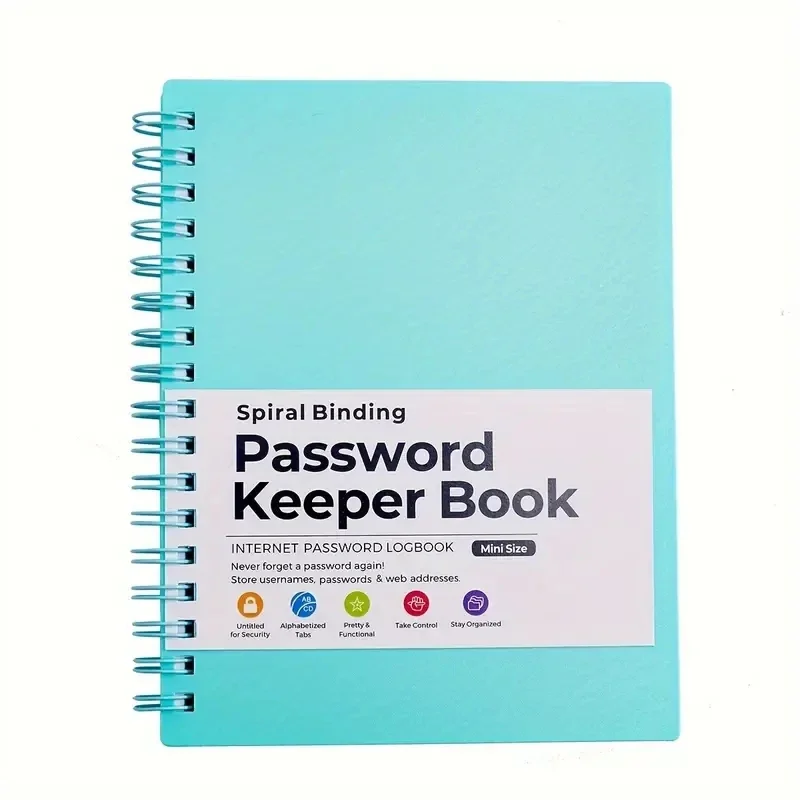 A6 MINI Size Spiral Password Keeper Book With Alphabetical Tabs Notebook Notepad Notebooks Writing Pads Office School Supplies