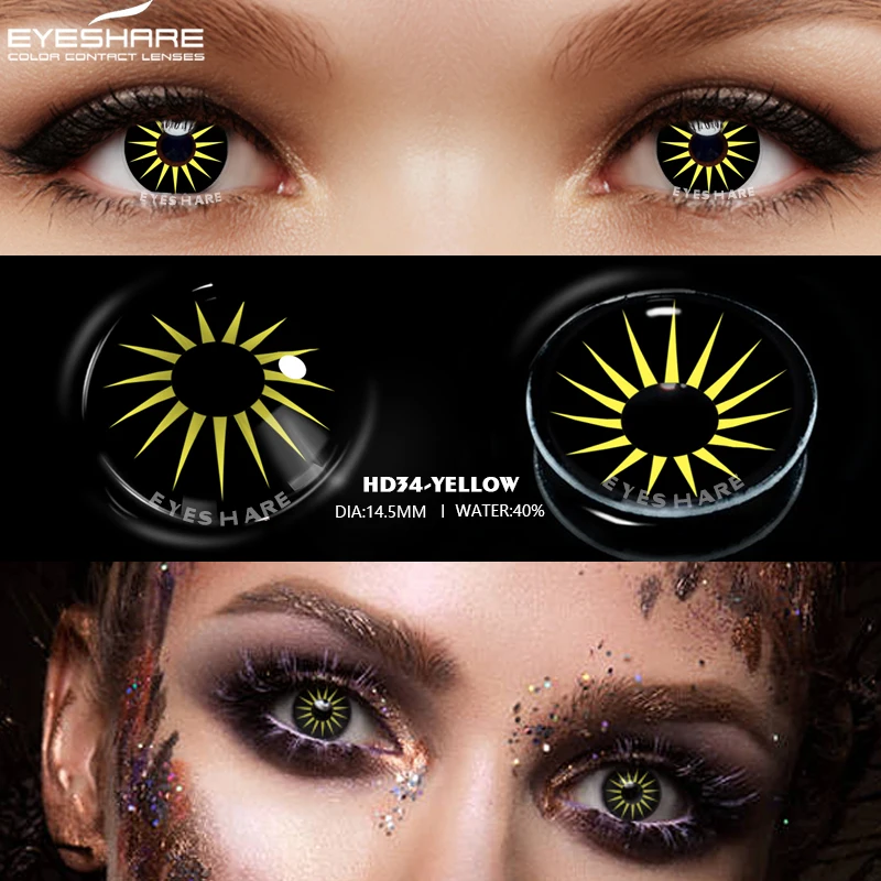 EYESHARE 1 Pair Halloween Cosplay Color Contact Lenses Cosplay Anime Eye Colored Contacts Lenses for Eyes Scary Cosplay Lenses