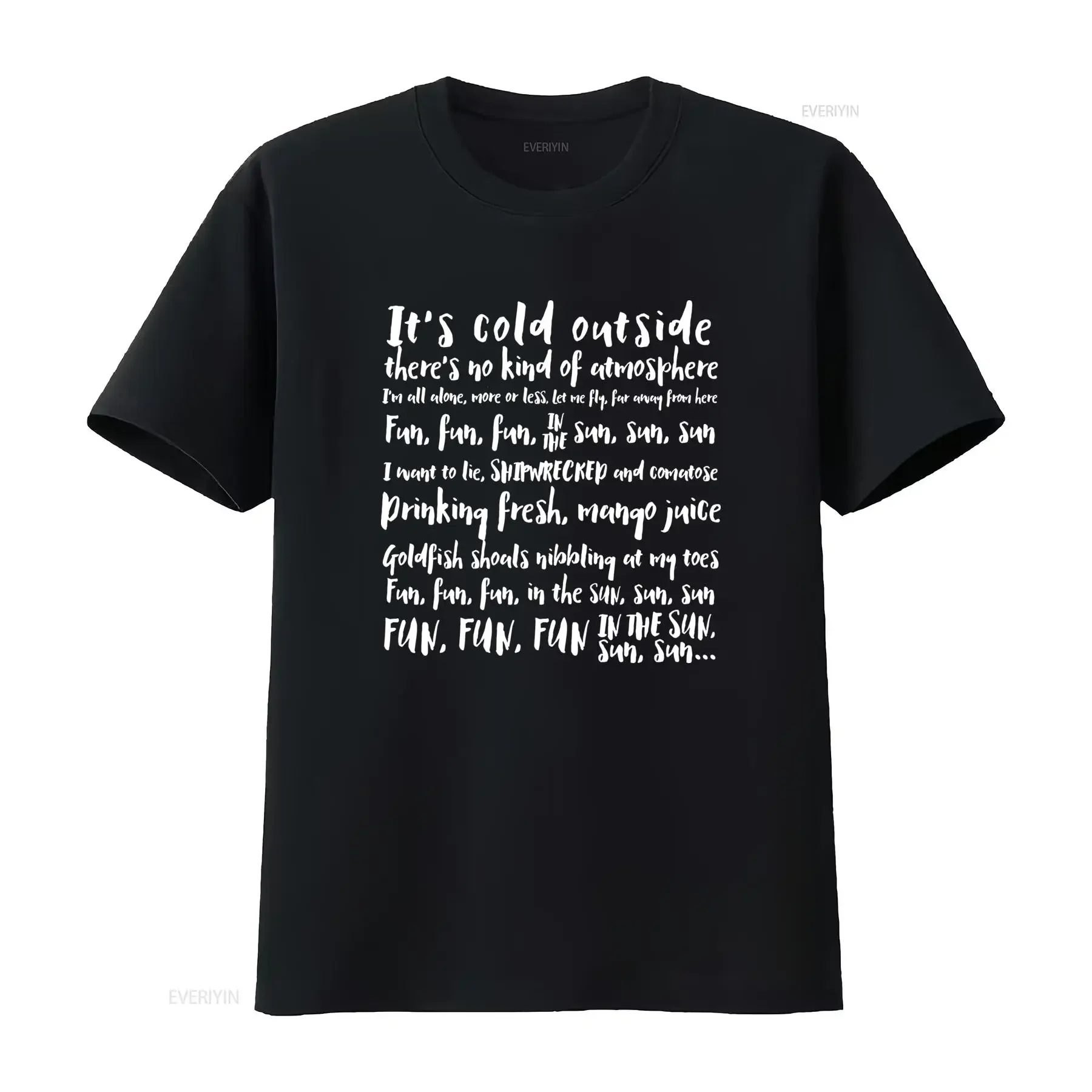 Red Dwarf Lyrics T Shirt Cold Outside Fun In The Sun Design vintage Washed fashion Top For Everyday Wear streetwear Slightly