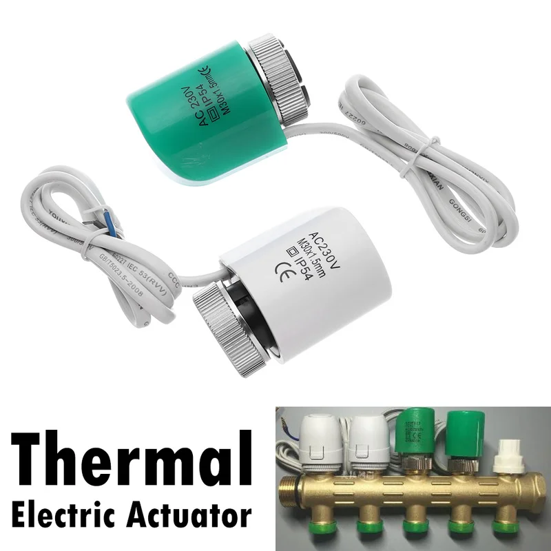 2Pcs Electric Thermal Actuator Valve Head 230V NO NC for Normally Open Floor Heating Radiator Thermostat Manifold Closed