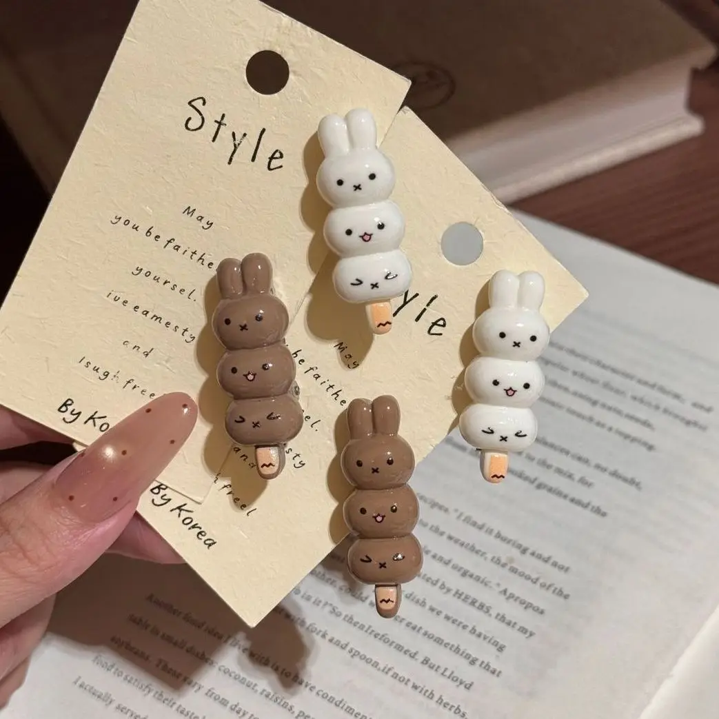 Kawaii Miffy Hairpin Cute Cartoon Miffy Rabbit Candy Cane Hairpin Sweet Girl Teenage Messy Hair Side Part Beak-shaped Hairpin
