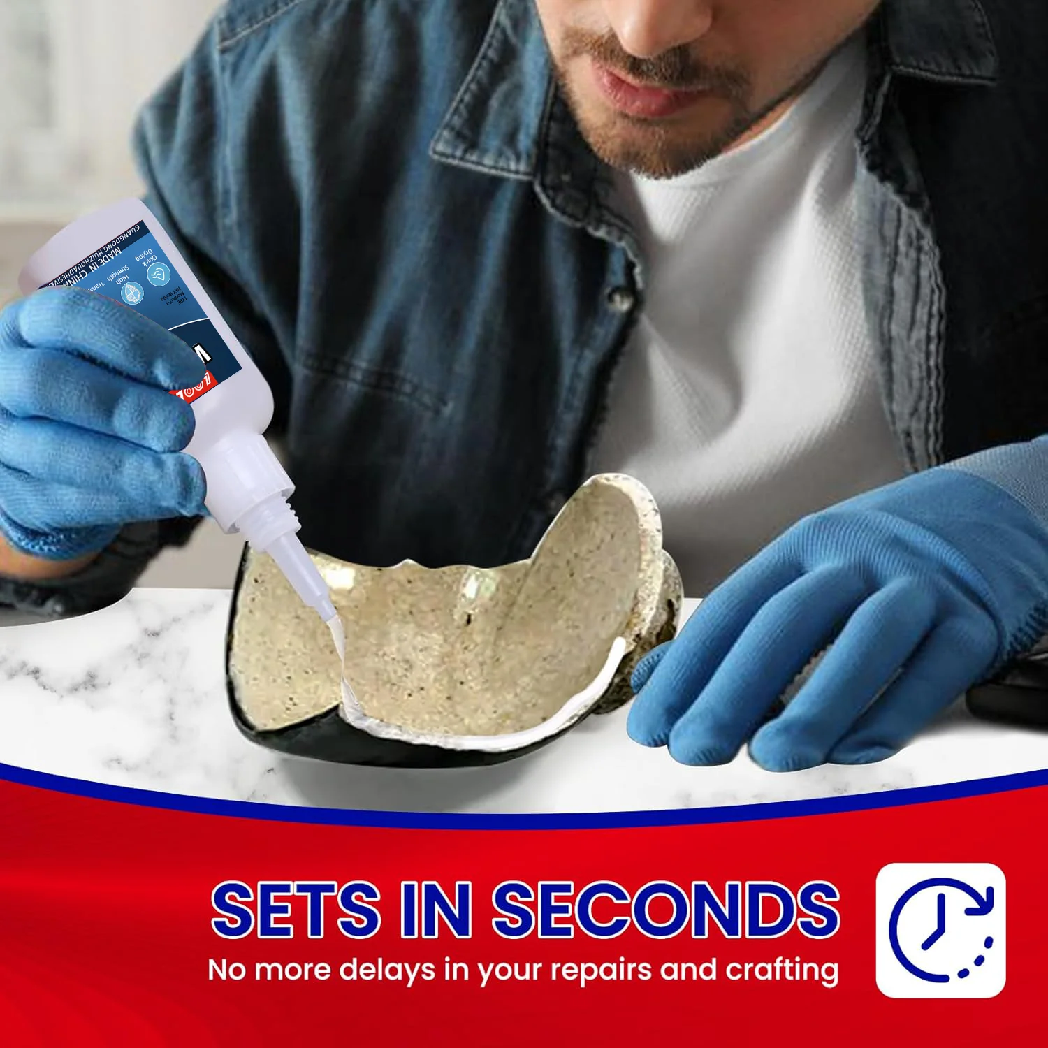 Ceramic glue, super glue, transparent enamel adhesive, suitable for repairing porcelain, pottery and bone china, waterproof