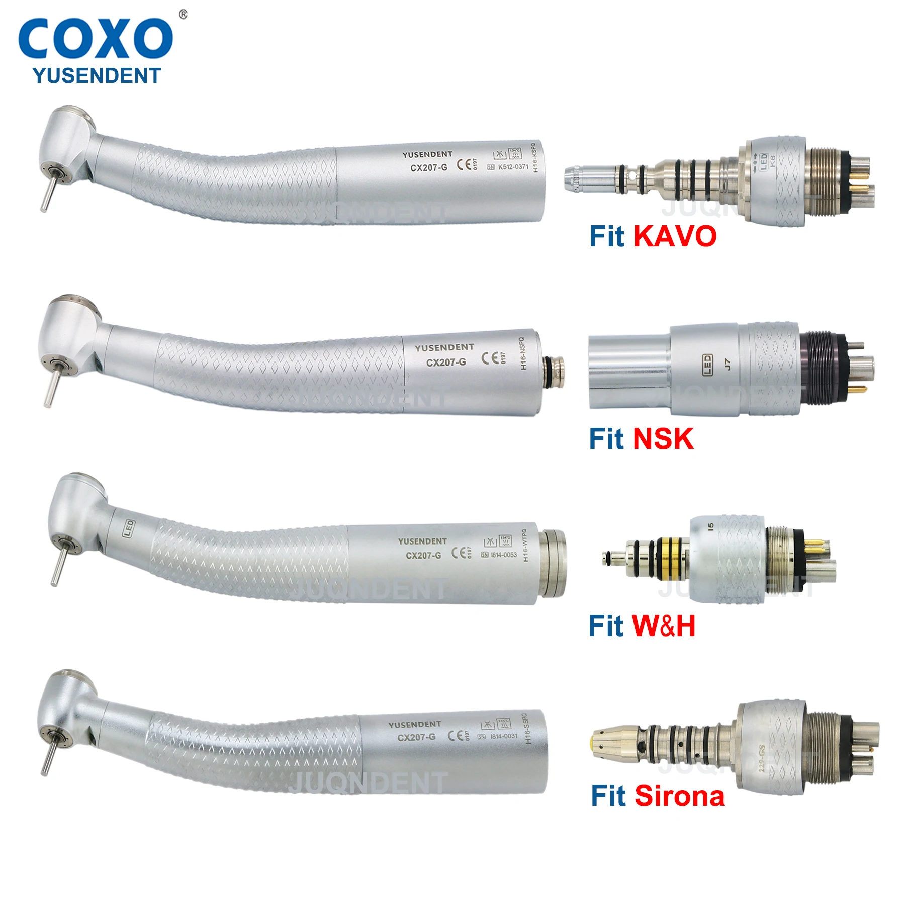 

COXO Dental Turbine Fiber Optic High Speed Handpiece Air Rotor Standard/Torque Head LED Coupler 6 Pin Fit KAVO NSK Sirona WH