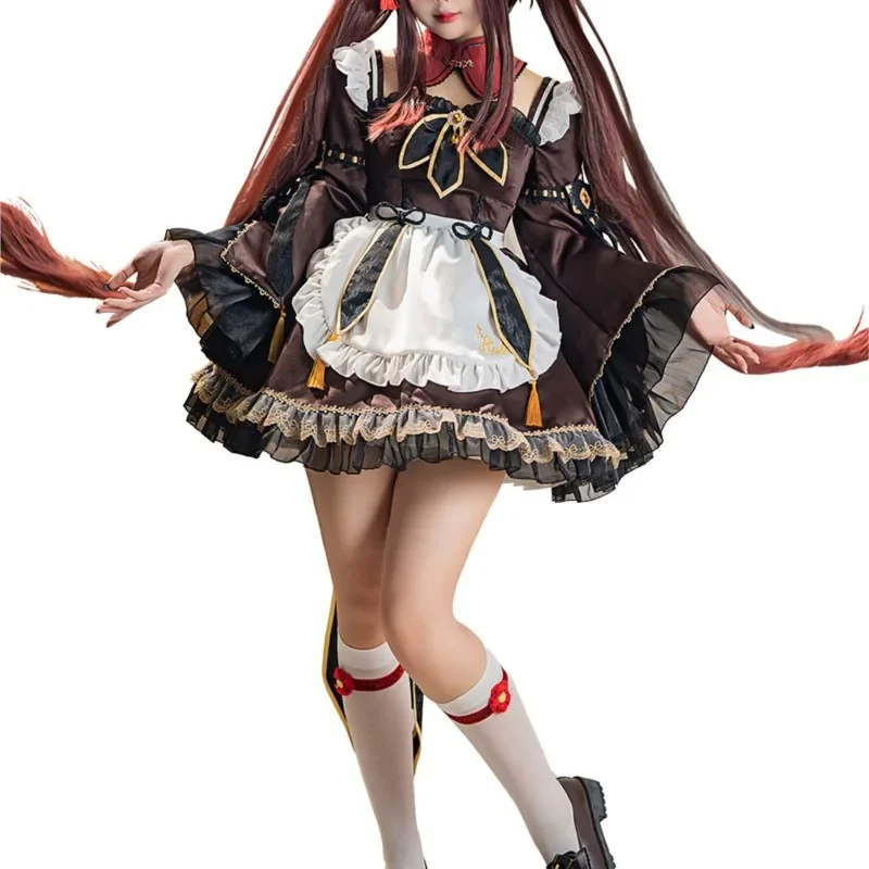 Genshin impact hutrai cosplay Hu Trai costume doujin Lolita maid Christmas costume Halloween outfit cosplay dress rode play