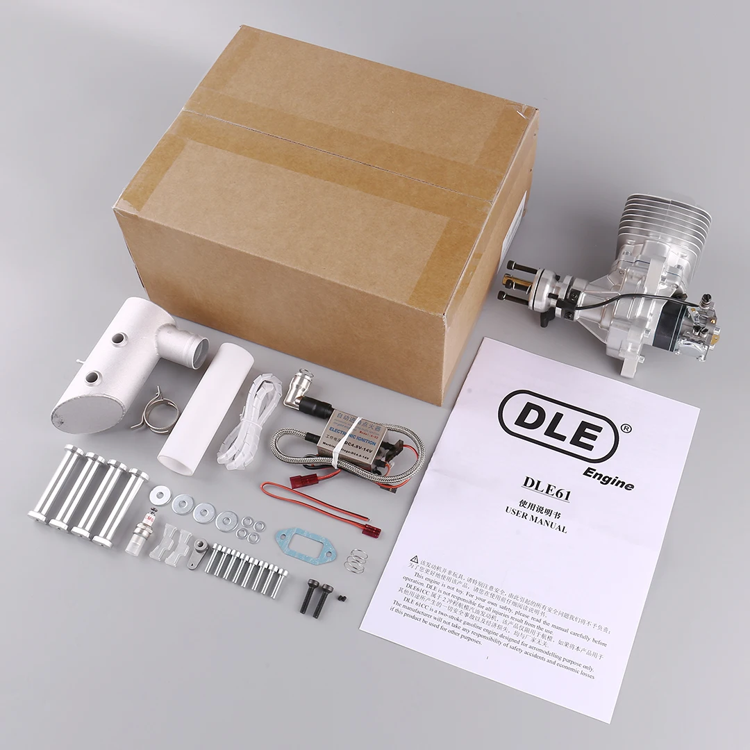 DLE61 Model Aircraft Engine Single Cylinder Two-Stroke Side Exhaust Naturally Air-Cooled Fixed Wing 61CC Displacement