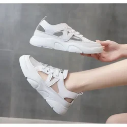 2023 New Spring White Women's Shoes All-match Casual Leisure Pump Sports Sandals Summer Flat Hollow Out Mesh Sneakers Sandals