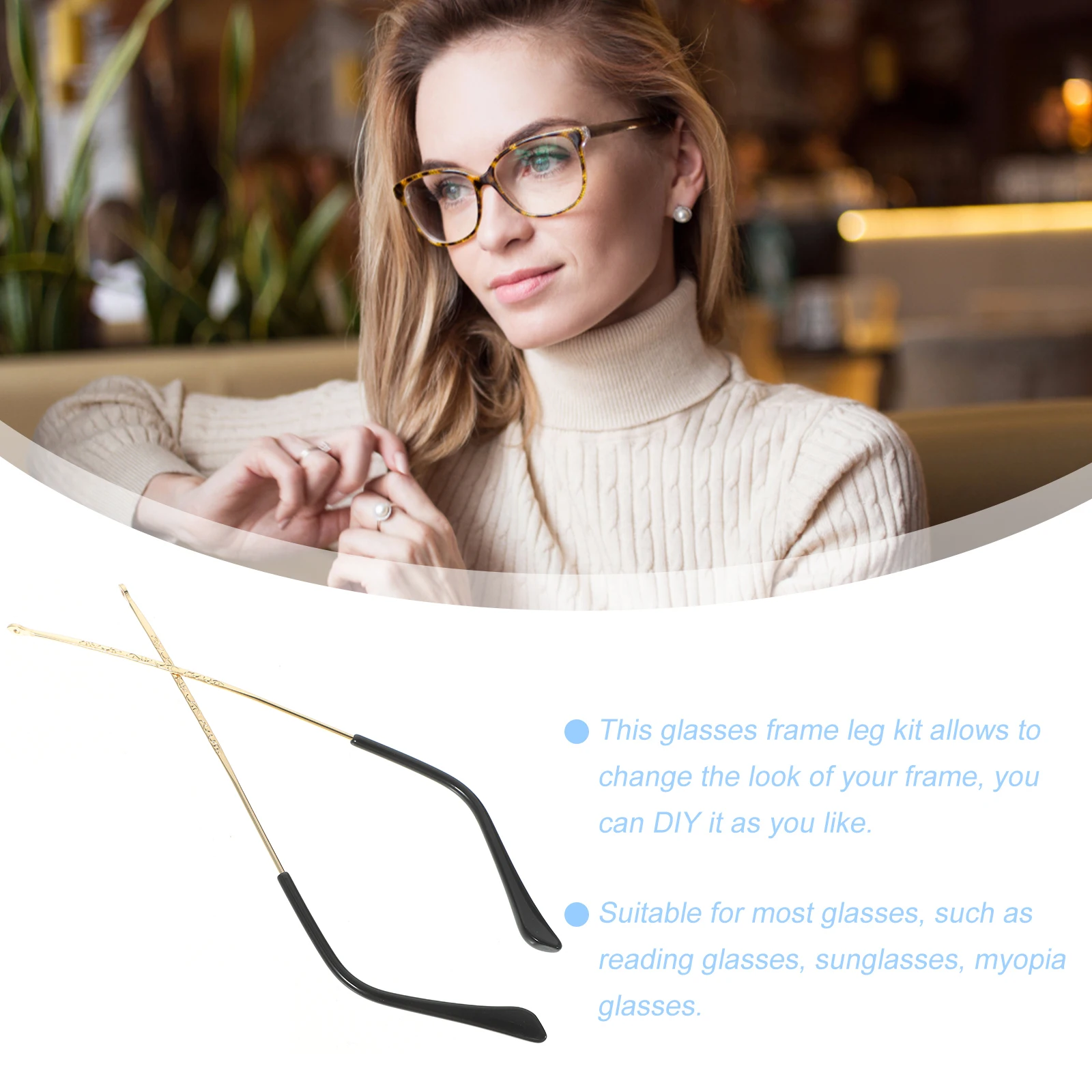 

Glasses Arm Replacement Metal Eyewear Parts Repair Legs Black Temple 609 Rose Gold Universal Myopia Reading Glasses Comfortable