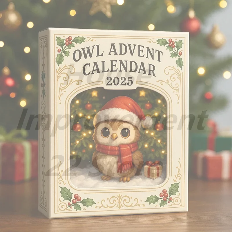 ปฏิทินนับถอยหลังคริสต์มาสปี 2025 รูปนกฮูก – ปฏิทินนับถอยหลัง 24 วัน พร้อมตุ๊กตานกฮูกขนาดเล็ก ชุดของขวัญตกแต่งวันหยุดสุดน่ารัก