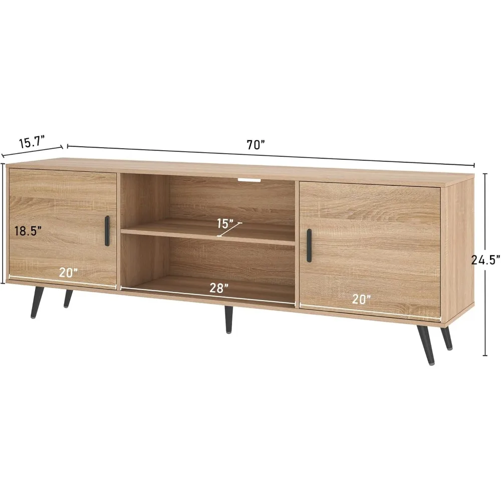 Mid Century Modern 70-Inch TV Stand for 75-Inch TVs, Wooden Storage Entertainment Center for Living Room and Bedroom