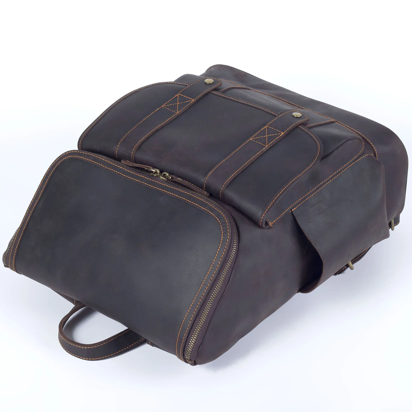 Vintage Echtleder Herrenrucksack Große Kapazität Top-Grain Leder Laptop-Umhängetasche Crazy Horse Tasche Mode für Männer – Detail 10