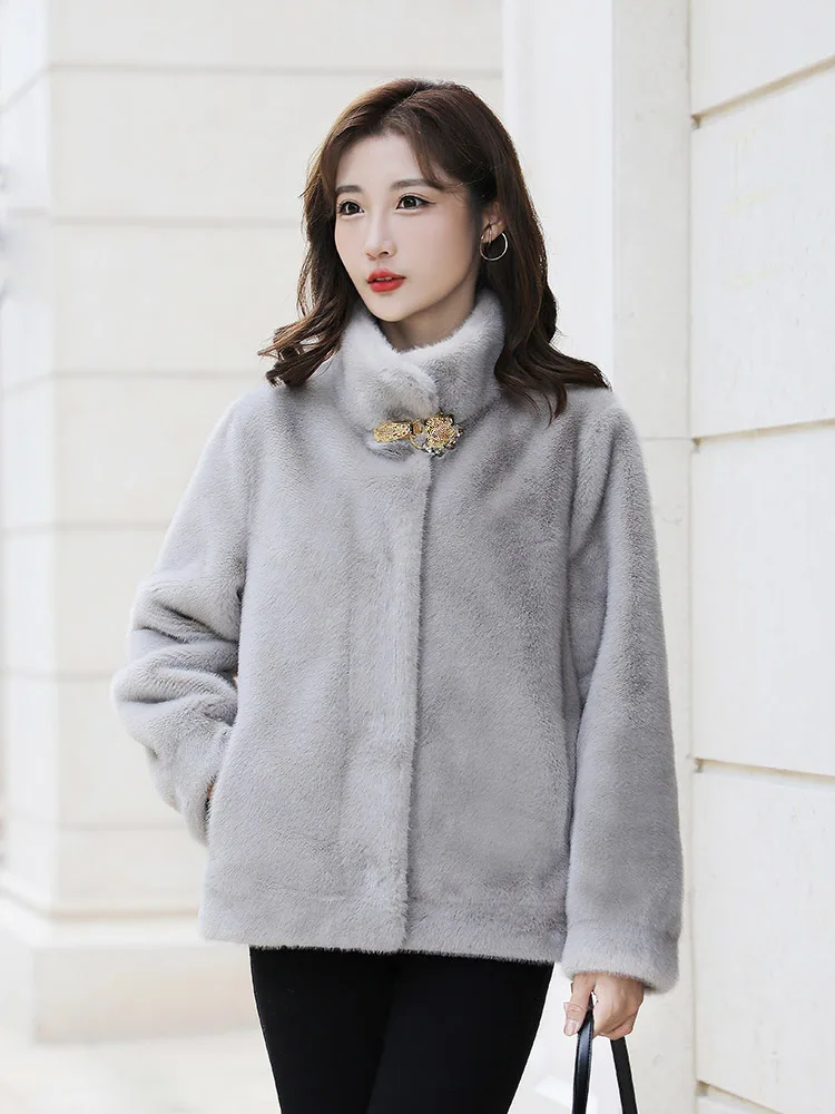 2025年婦人服厚手イミテーションミンクファーコート冬新作1115