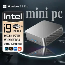 Intel Core i9- 8950HK  Gaming Mini PC Windows 11 Pro 16GB DDR4 1TB 2TB M.2 SSD UHD Graphics 1000Mbps Ethernet Mini PC