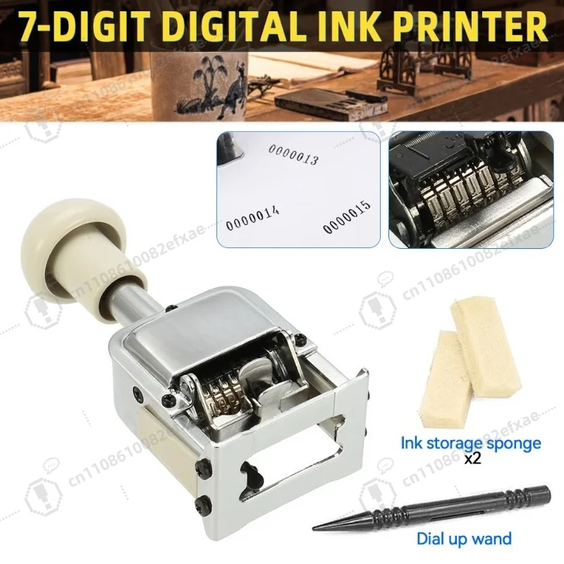 7 Position Automatic Numbering Machine Manual Numbering Stamp Single Row Coding Machine for Page Chapter Marking