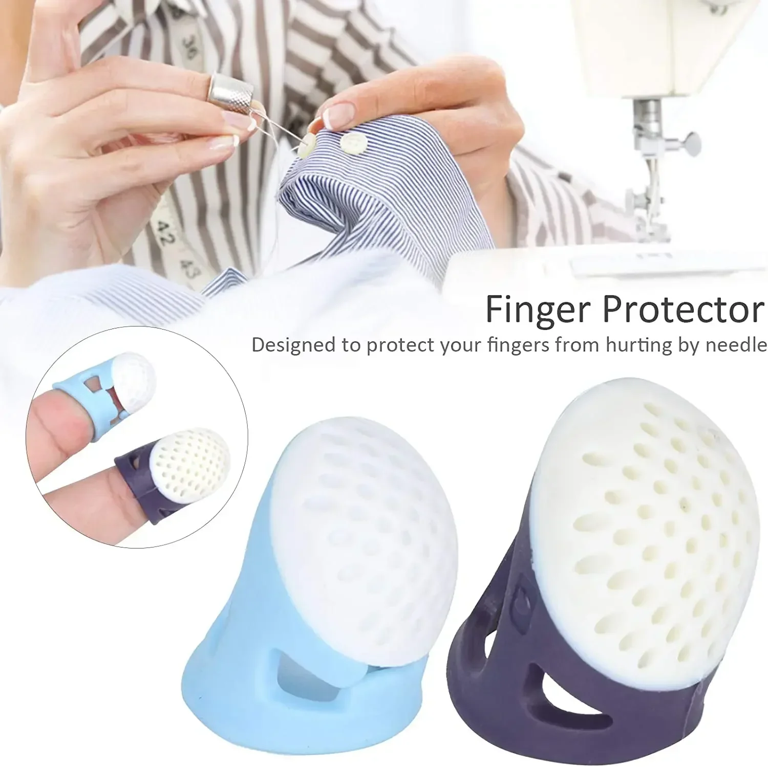 4/1PCS Thimbles Anti-slip Finger Cover Silicone Sewing Finger Tips Hollowed Protector Sleeve DIY Hand Cross-stitch Sewing Tools