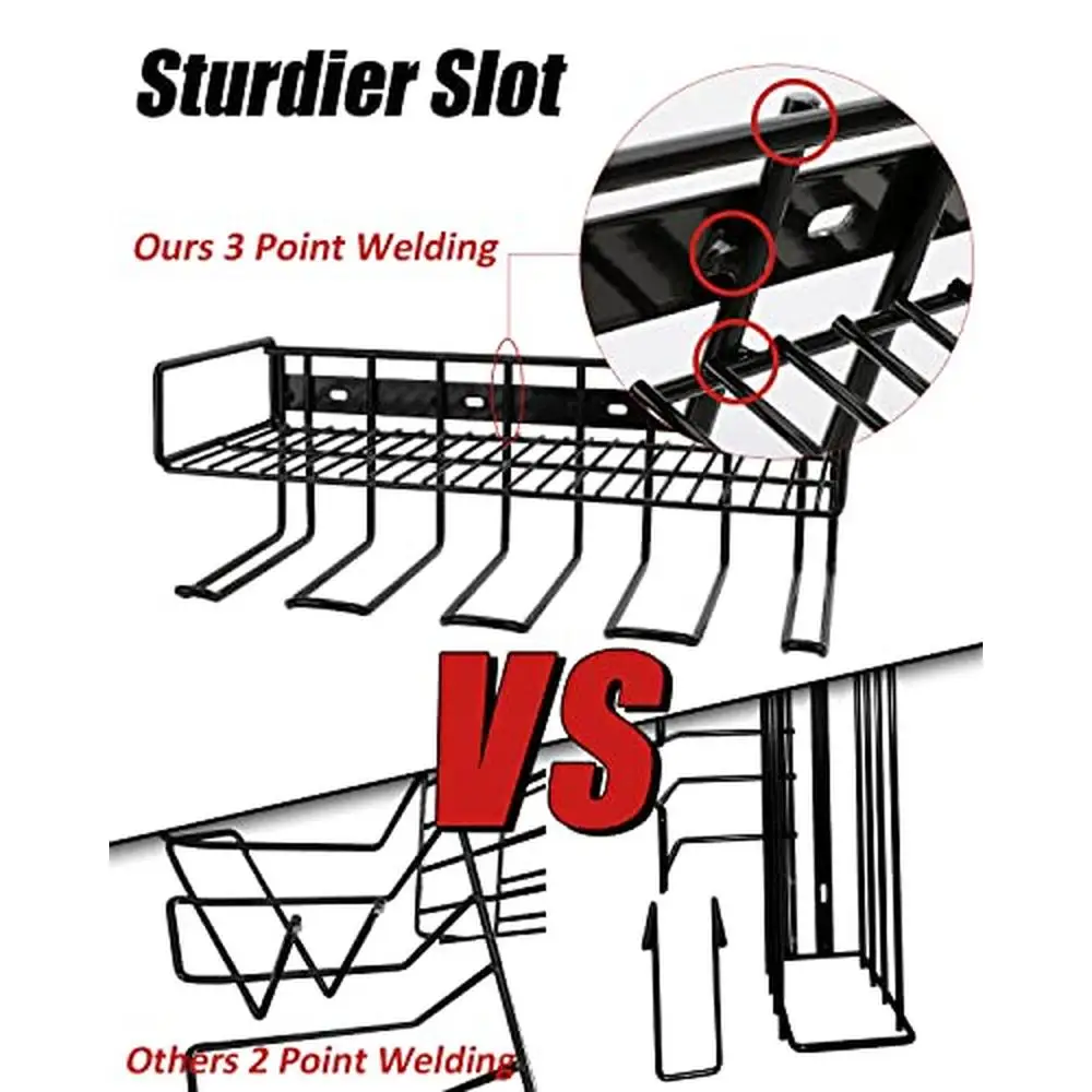 Heavy Duty Tool Organizer 16" Alloy Steel Construction 4 Wall Mount Anchors 3.95" Between Slots Sturdy Rack Power Tools Storage