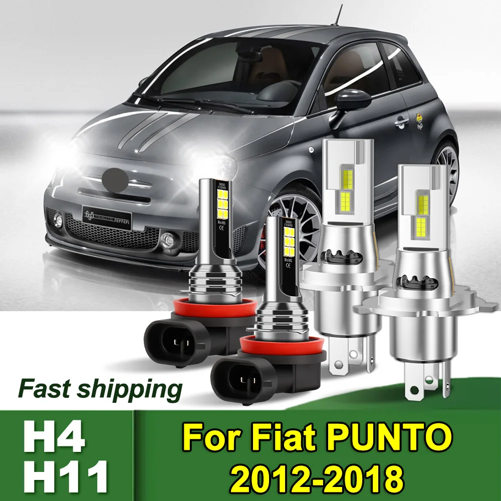 

For Fiat PUNTO 2012-2018 LED Headlight Conversion Kit Hi/Low Beam Fog Light Bulbs 3570 CSP Chips H4 H11 Compatible Car Lighting