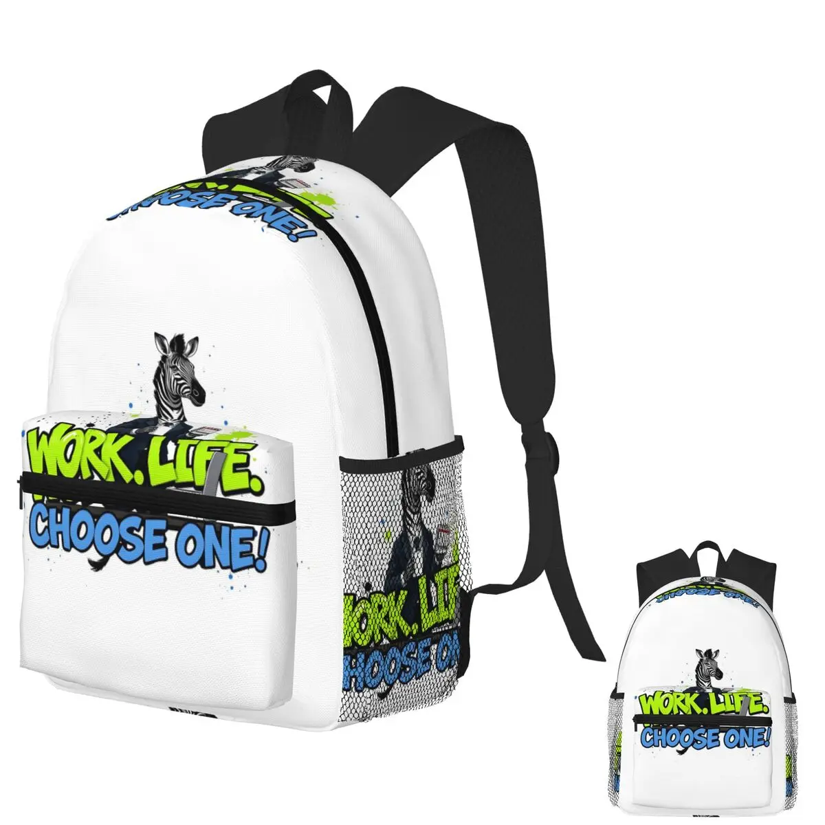 

Work Life Choose One Zebra Design Student Backpack School Bag Hiking Travel Daypack for Men Women Fashion Bookbag Shoulder Bags