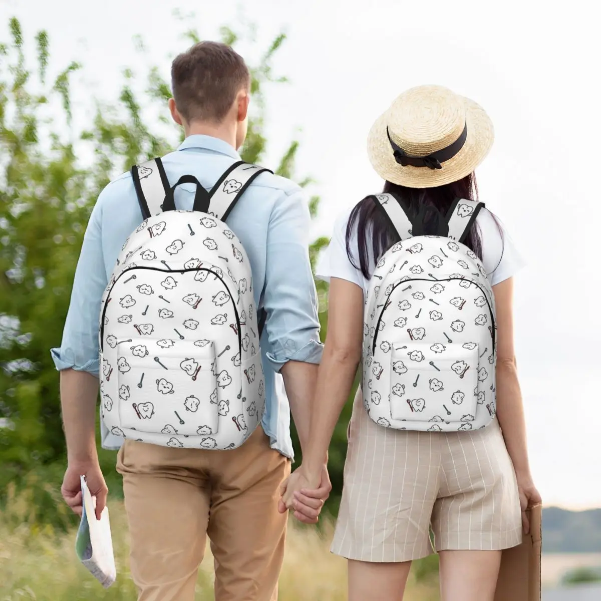 

Funny Teeth. Cute Tooth Art. Dentist Pattern Design Backpack Student Boys Girls BookBag Kids School Bag Computer Shoulder Bags