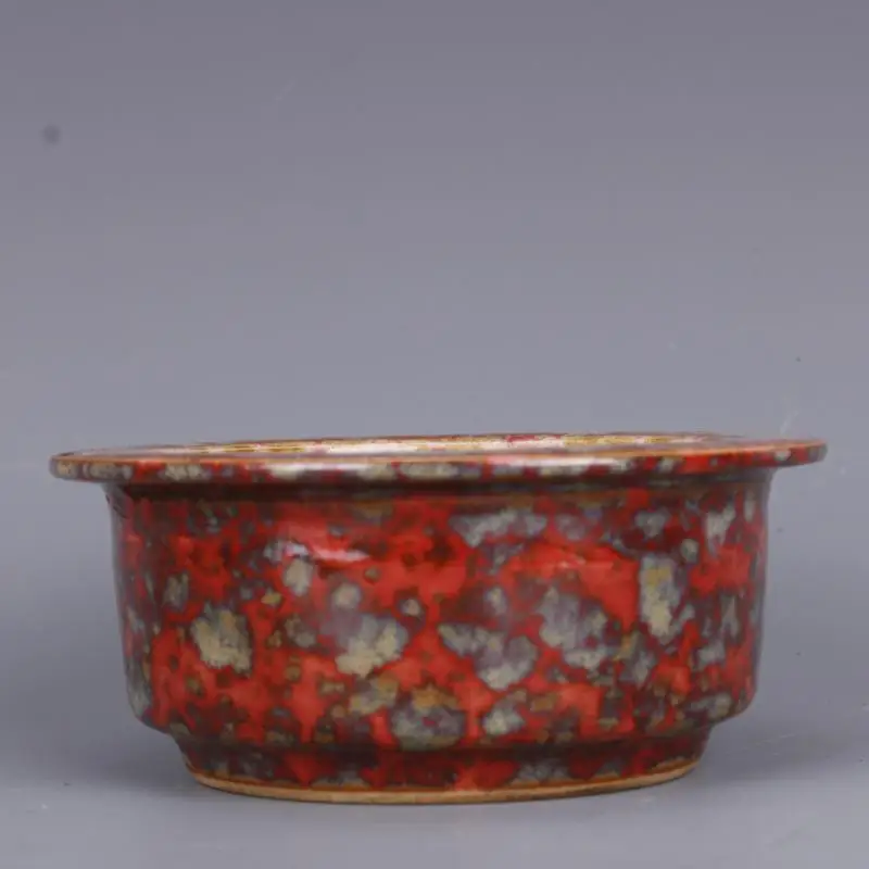 Chinese Qing Qianlong Red Glaze Porcelain Bowl Brush Washer 4.44 inch