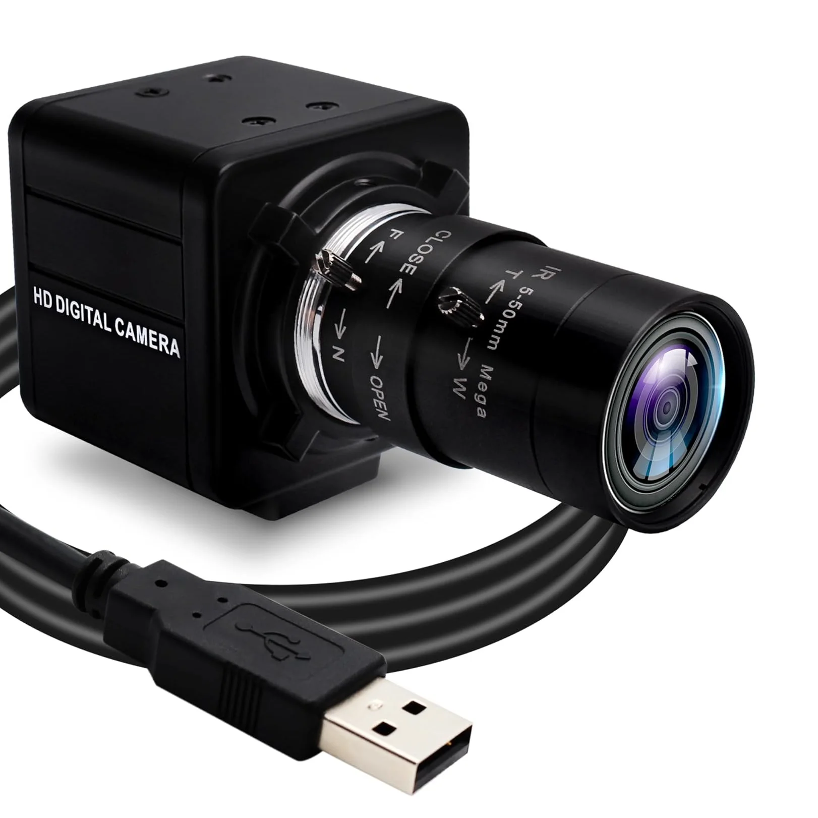 High Speed 120fps 260fps 60fps 1080P USB Camera CS 5-50mm Lens Manual 10X Zoom OV4689 Webcam for Golf Swing, Close-up Shots