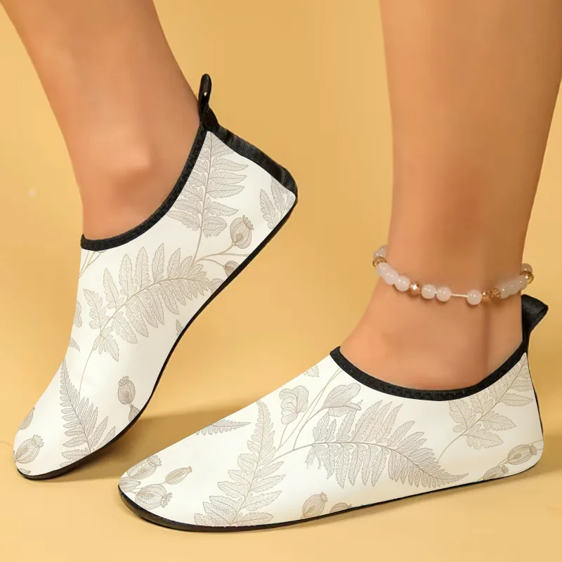 1 Pair Unisex Fern Print Sandals, Non-slip Soft Breathable Flats, Summer Resort Lightweight Casual Outdoor Water Shoes