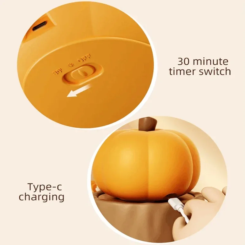 Pumpkin Lantern Silicone Night Light Sleep Lamp Pat Lamp Bedroom Bedside  Companion Cartoon Children\'s Lamp Gift Ornaments