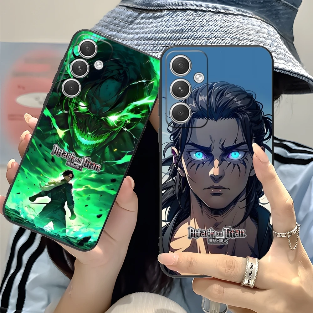 AOT Eren Yeager Mobile Cell Phone Case for Samsung Galaxy S24 S23 S22 S21 S20 S10 S9 Plus FE Ultra Lite Black Phone Cover Shell