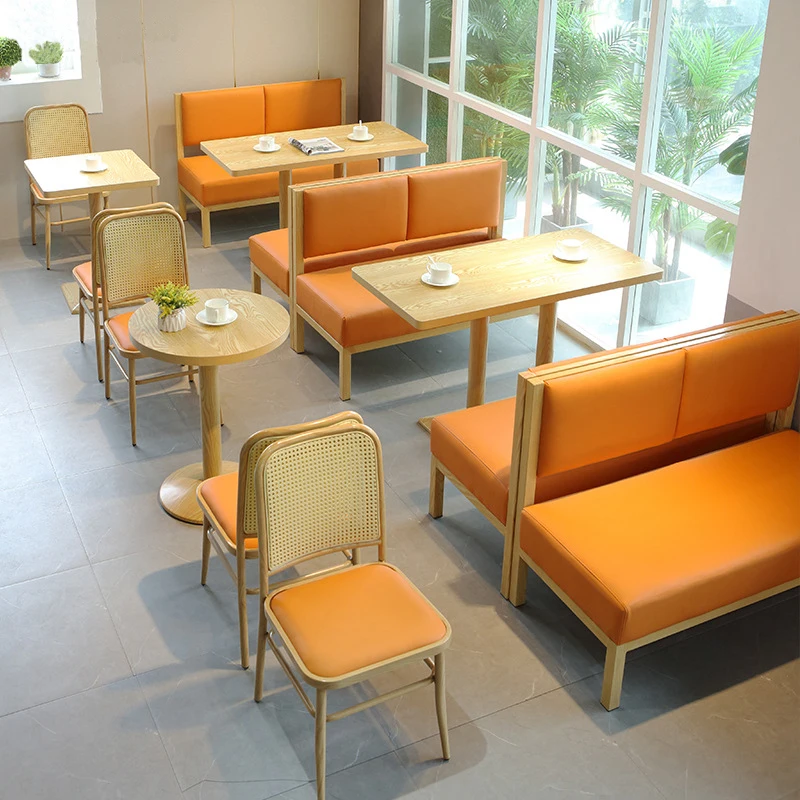 Restaurant Dining Tables and Chairs Commercial Use Double Side Restaurant Set Booth Seating Fast Food Sofa