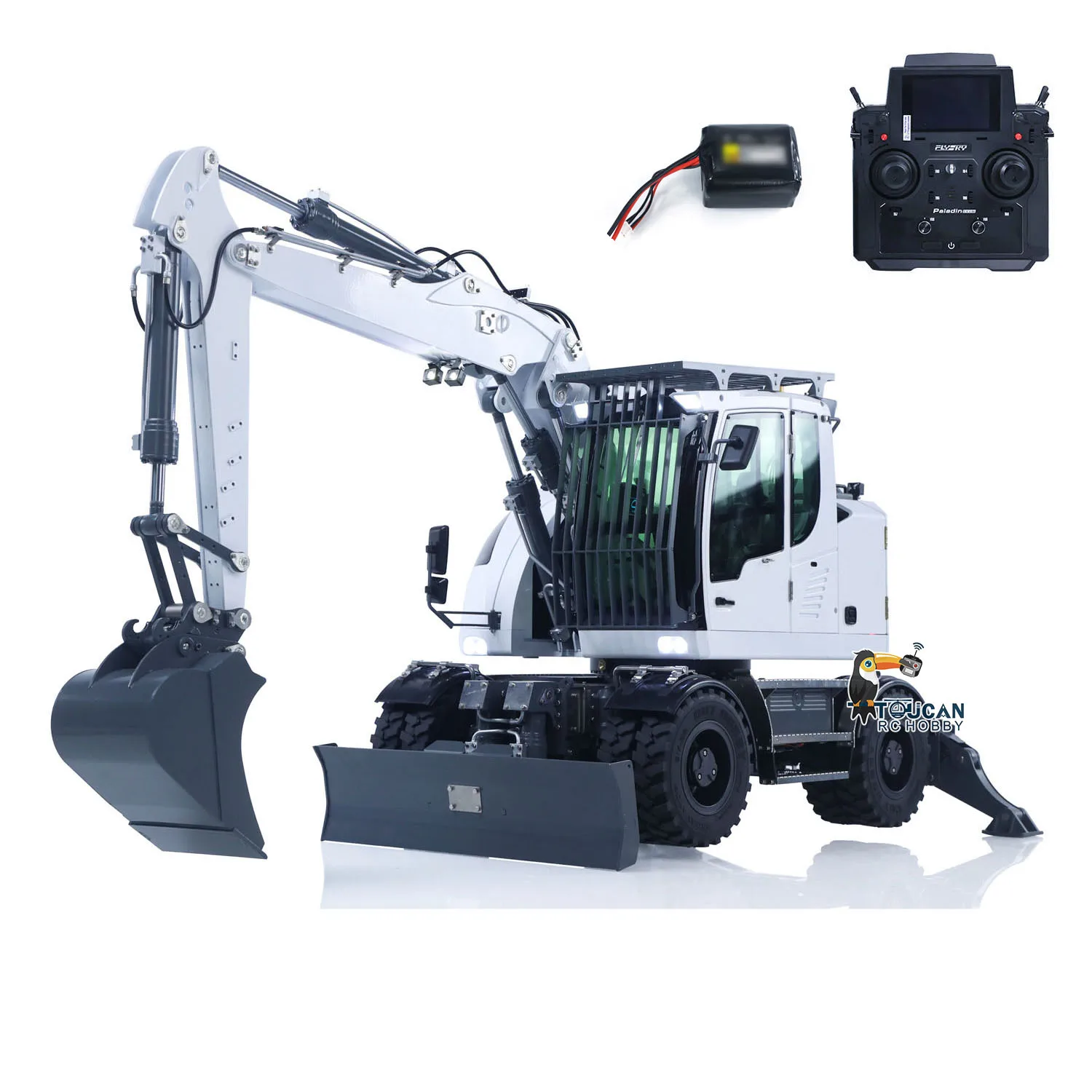 New 1/14 CUT 914 RC Hydraulic Excavator Wheeled Digger Remote Control Metal Machine 8CH Valves Construction Vehicle Truck Cars