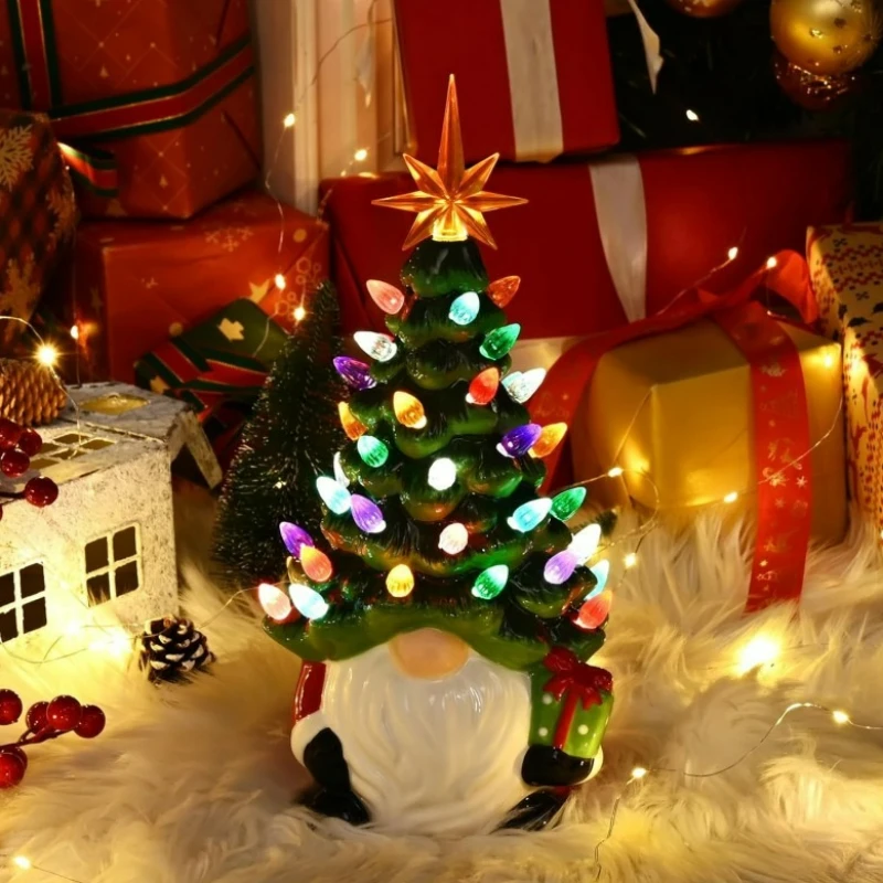 أضواء شجرة عيد الميلاد بطارية مضيئة الراتنج جنوم أضواء ليلية عيد الميلاد سطح المكتب زينة غرف نوم المنزل هدايا الأطفال