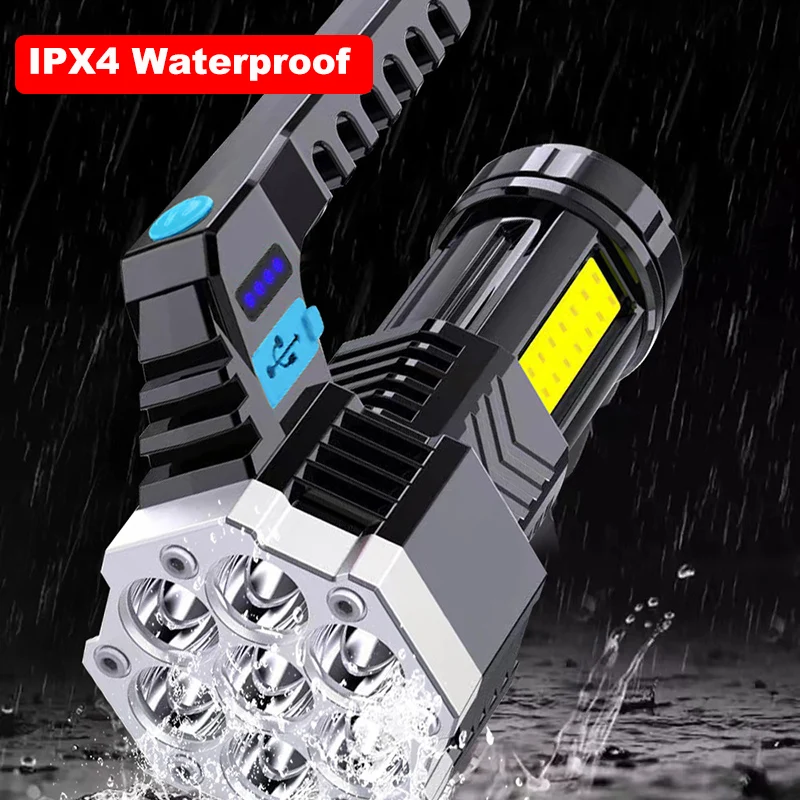 Powerful LED Flashlight Super Bright Portable COB Handlamp Waterproof Outdoor Camping Searchlight Rechargeable Handheld Torch