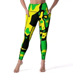 Jamaica Flag Leggings Colors of Jamaica Art Gym Yoga Pants High Waist Cute Leggins Stretch Graphic Sports Tights Birthday Gift