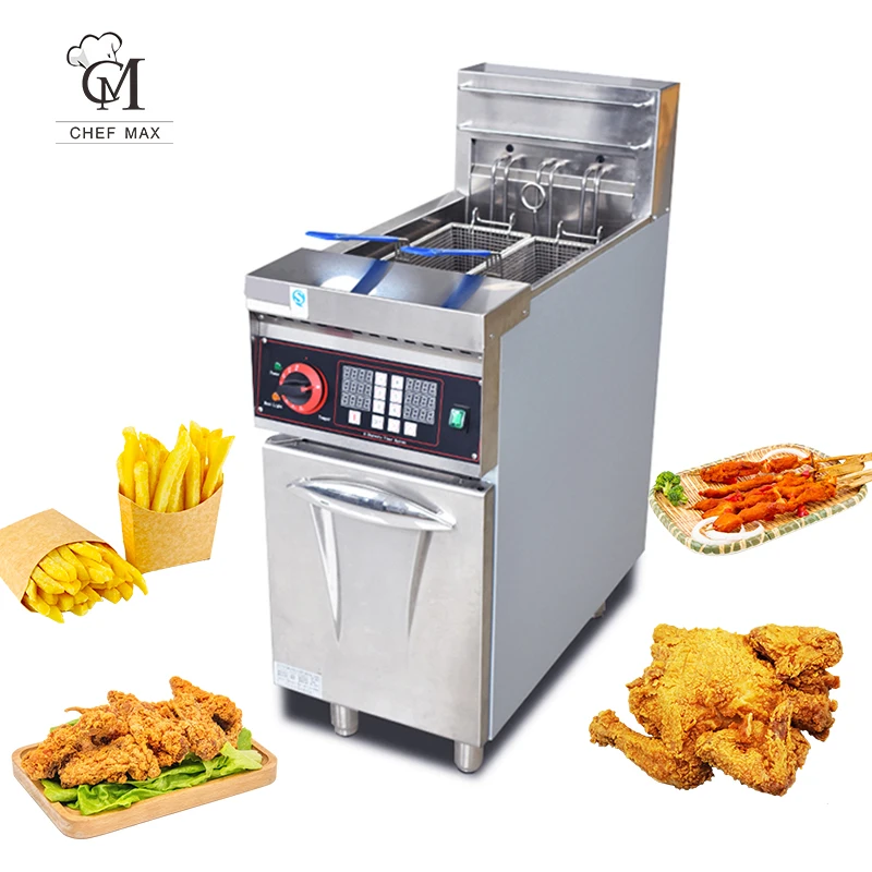 

Chefmax 9000W Custom Electric Gas Chicken Double Tank Deep Fryer Frying Machine Restaurant New Product 2020 Stainless Steel 2021