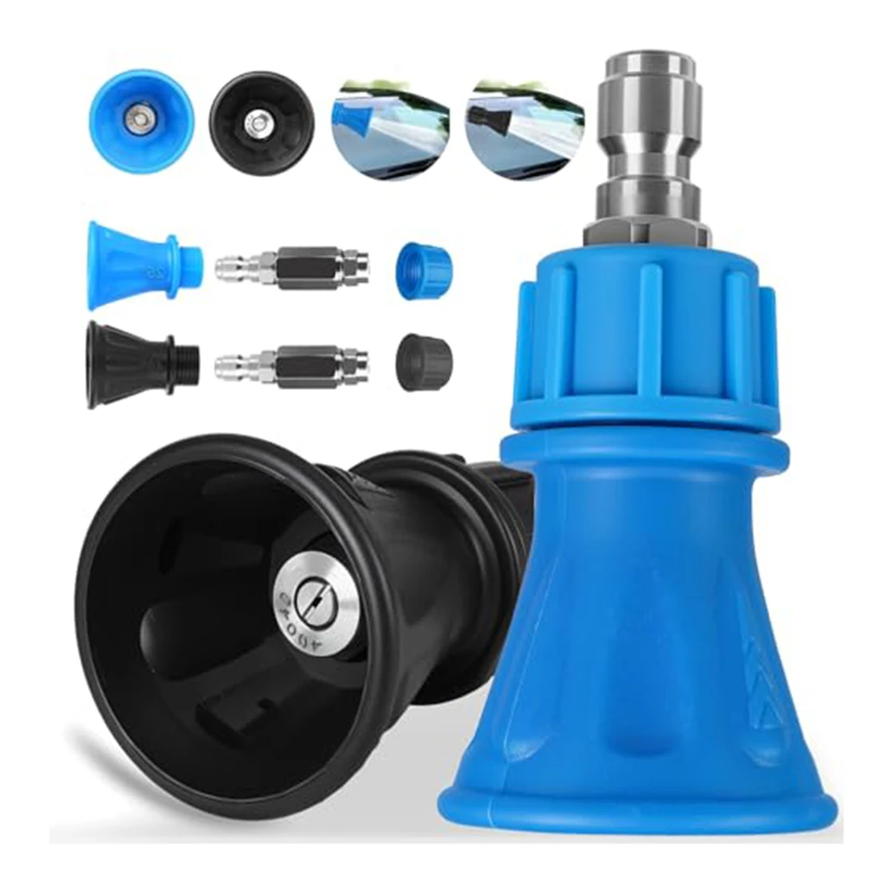 Stainless Steel Pressure Washer Nozzle Set with Rubber Cover and 25 Degree 40 Degree Spray Tips for Multiple Uses