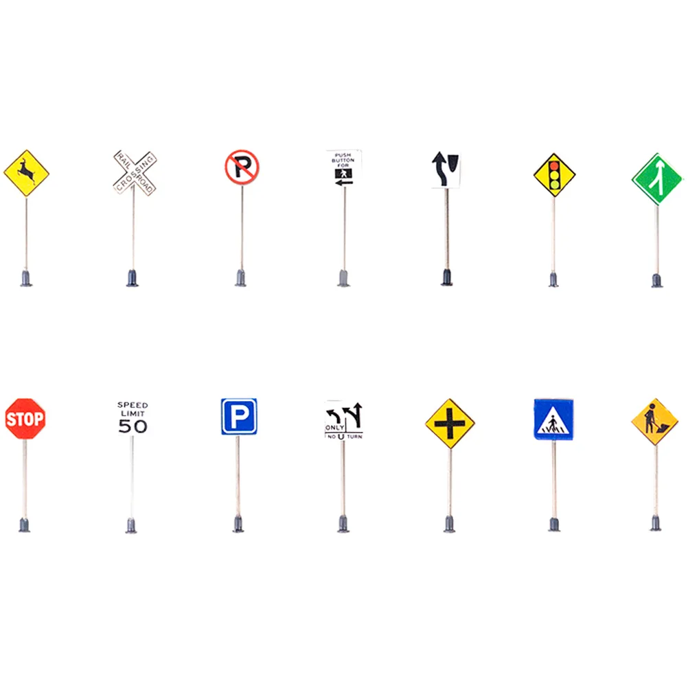 Miniature Traffic Signs Sand Table Model Micro Landscape Accessories Emblems Indicator Simulation Roadblocks Child