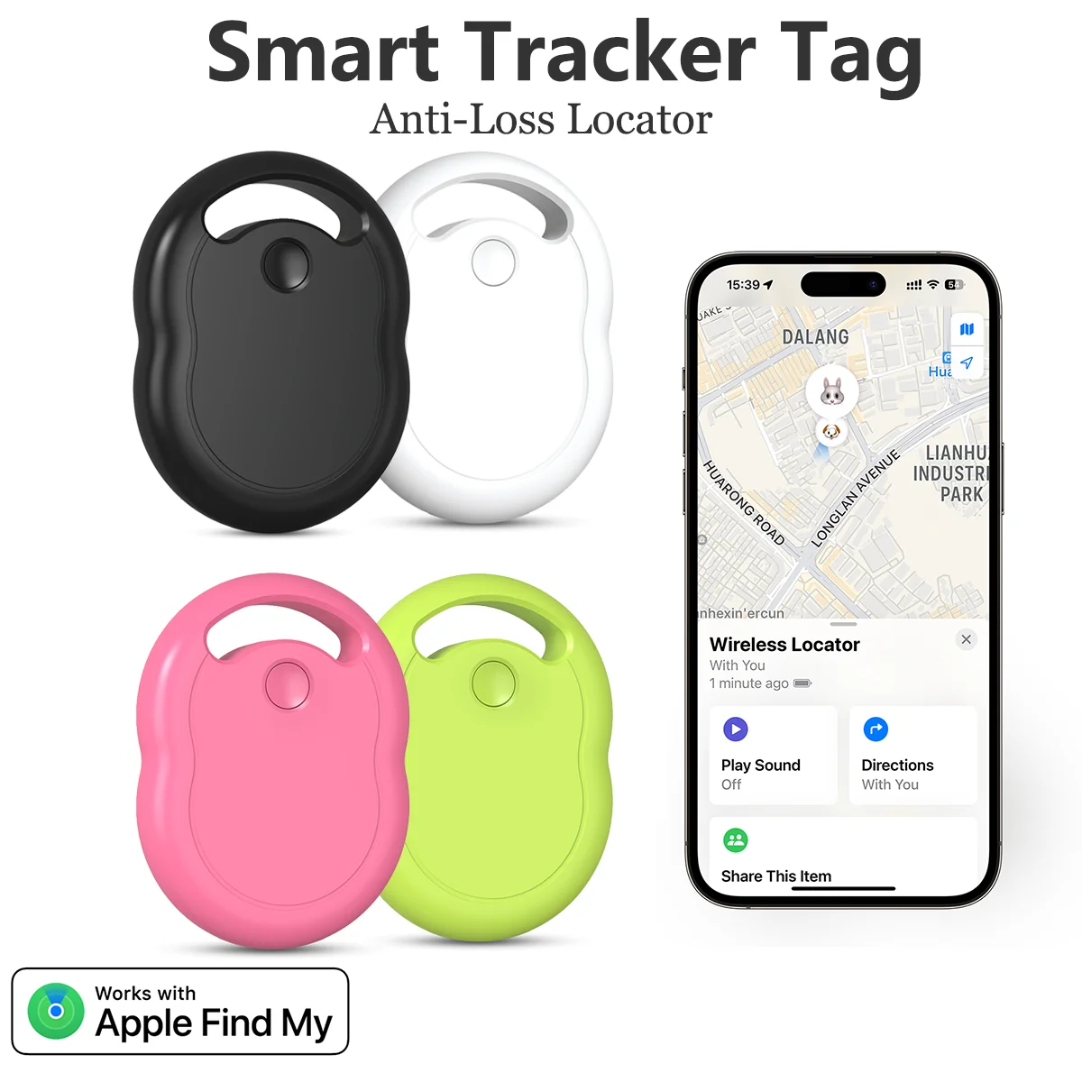 Smart Bluetooth GPS Tracker Tag per Apple iOS System Tag Key Finder borsa/portafoglio anti-perdita Localizzatore funziona con Trova la mia app