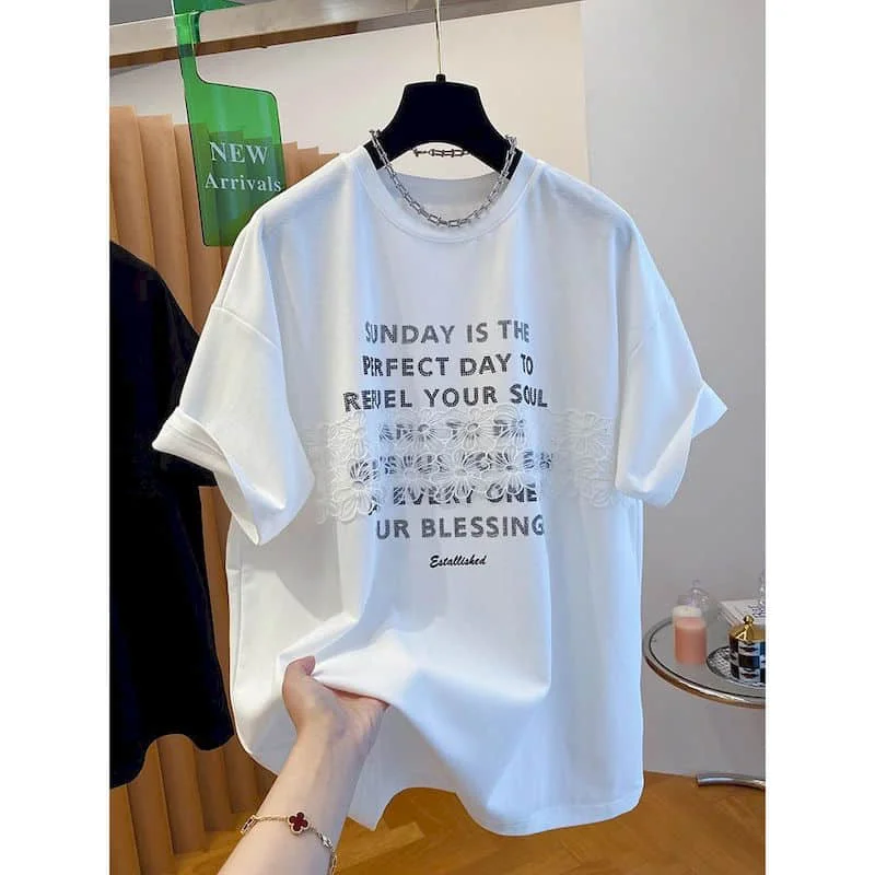 

Aesthetic T-shirts for Women Harajuku Printed Tees Oversized Casual Korean Style Crop Tops Short Sleeve O-neck Vintage Clothes