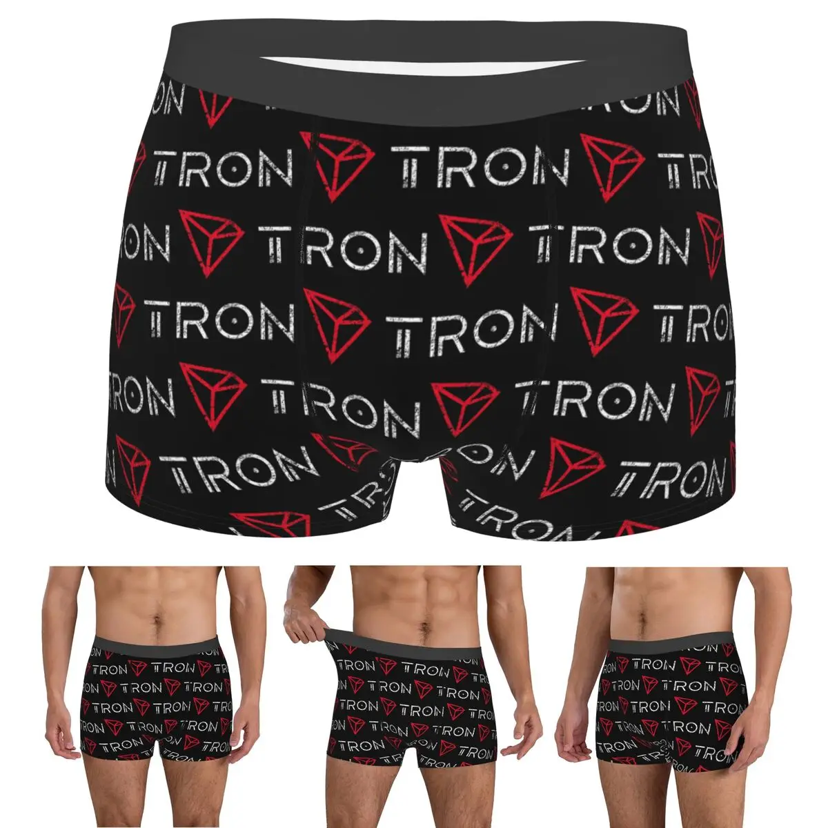 Boxer Underpants Shorts Tron TRX Distressed Crypto Trader Logo Panties Male Comfortable Underwear for Homme Man Boyfriend Gifts