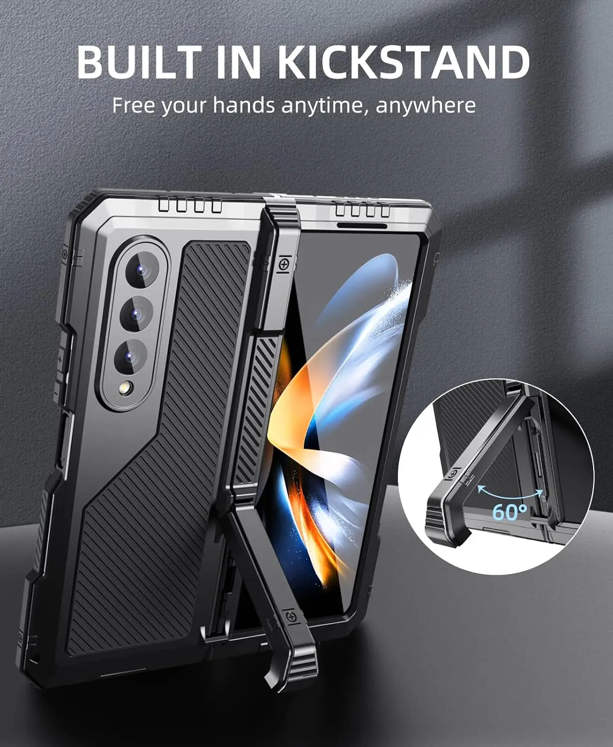 R-just Rugged Armor 360 Pełne etui na telefon komórkowy do Samsung Galaxy Z Fold 6 Fold 5 Fold 4 5 6 Metalowa aluminiowa osłona odporna na wstrząsy