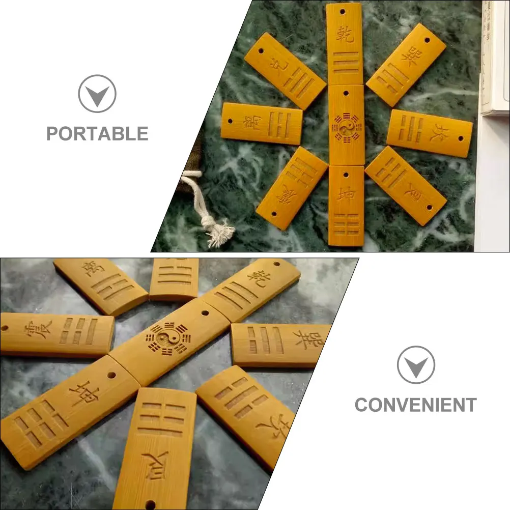 9pcs Bagua 운세 도구 나무 진자 영적 예측 장식 희생 카드 운세 홈 오피스 장식품